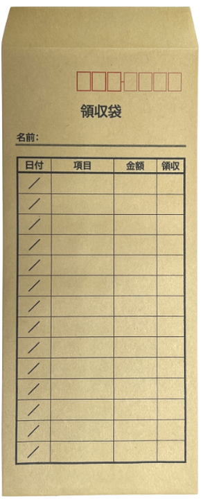 長形4号　表形式の領収袋 封筒印刷結果